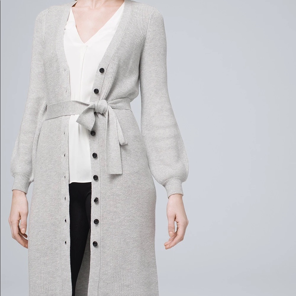 White house black market Long Button-Front Cardigan/Dress - Picture 1 of 13